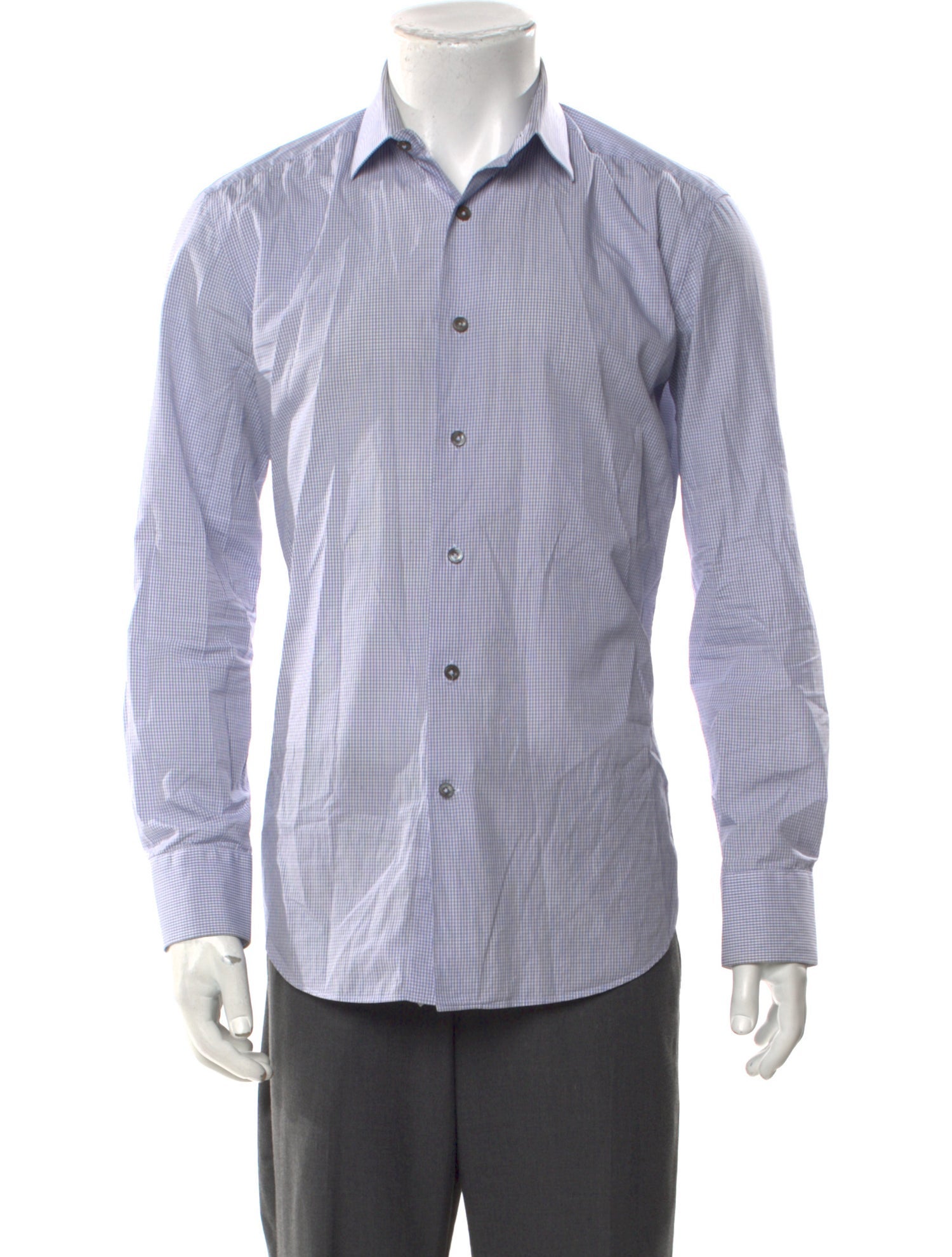 Lanvin Plaid Print Long Sleeve Dress Shirt