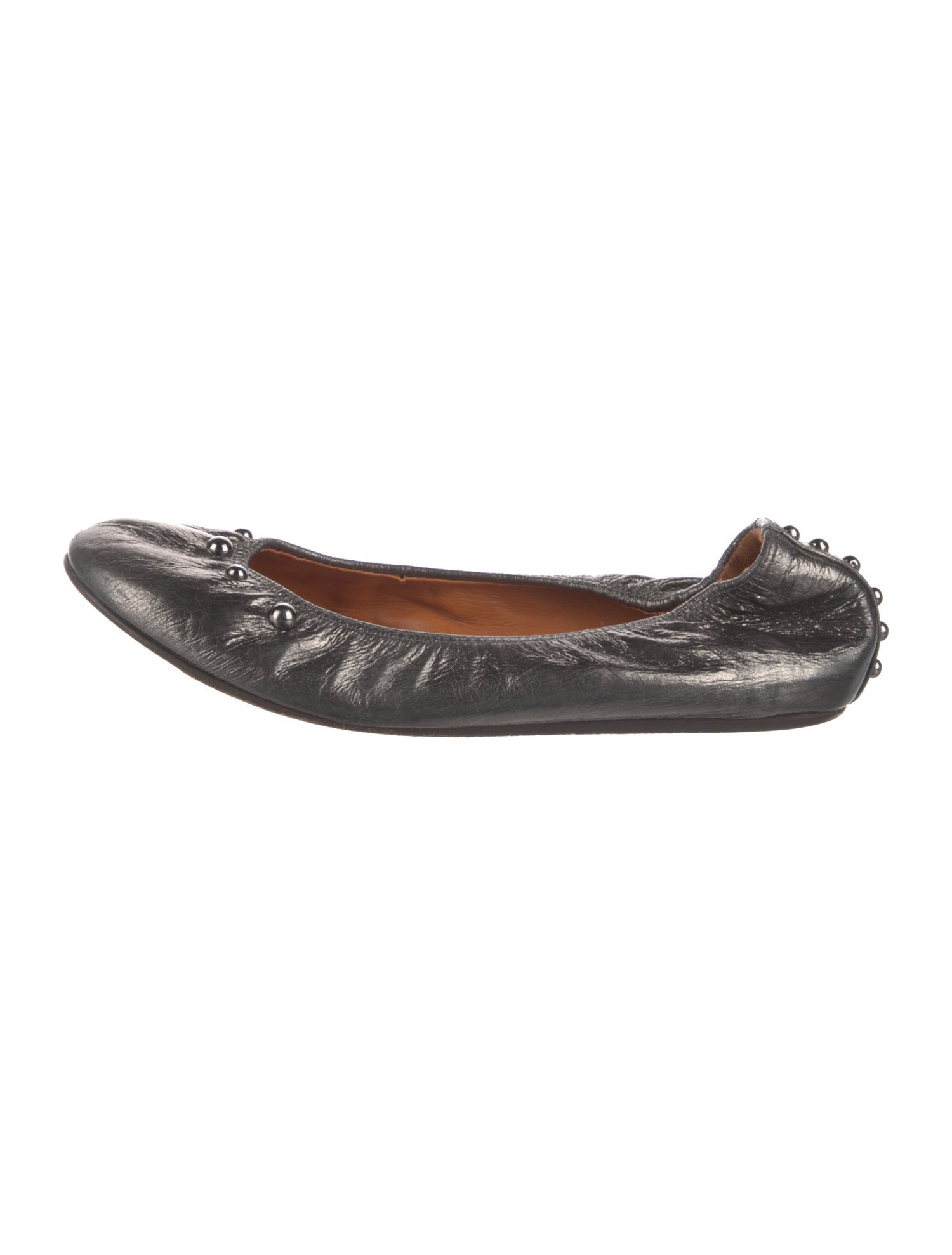 Lanvin Leather Studded Accents Ballet Flats