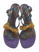 Lanvin Satin Printed T-Strap Sandals