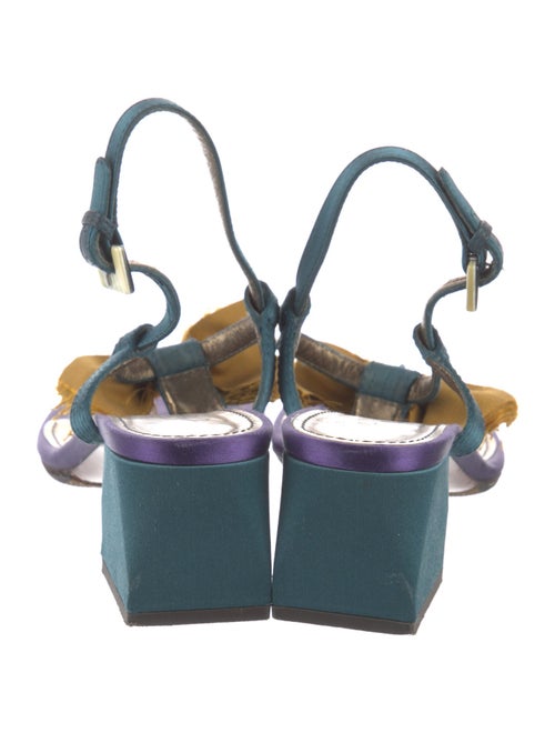 Lanvin Satin Printed T-Strap Sandals