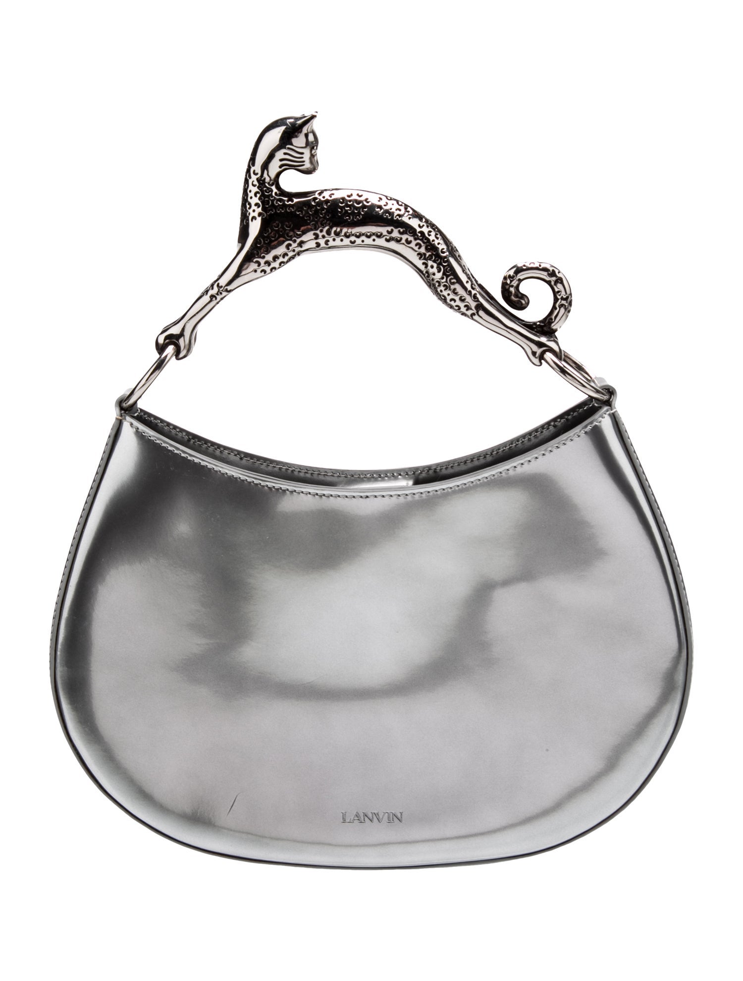 Lanvin Patent Leather small Cat metallic tote bag
