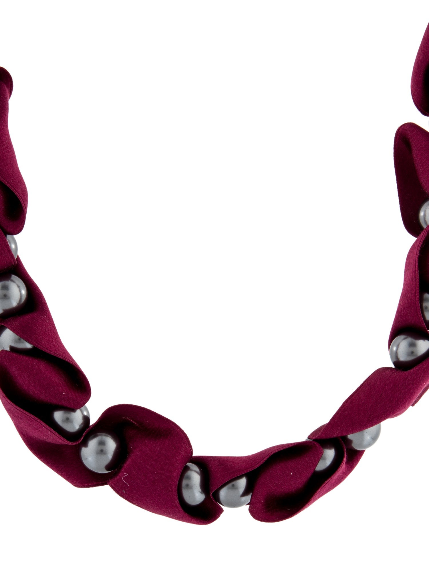 Lanvin Faux Pearl & Silk Collar Necklace