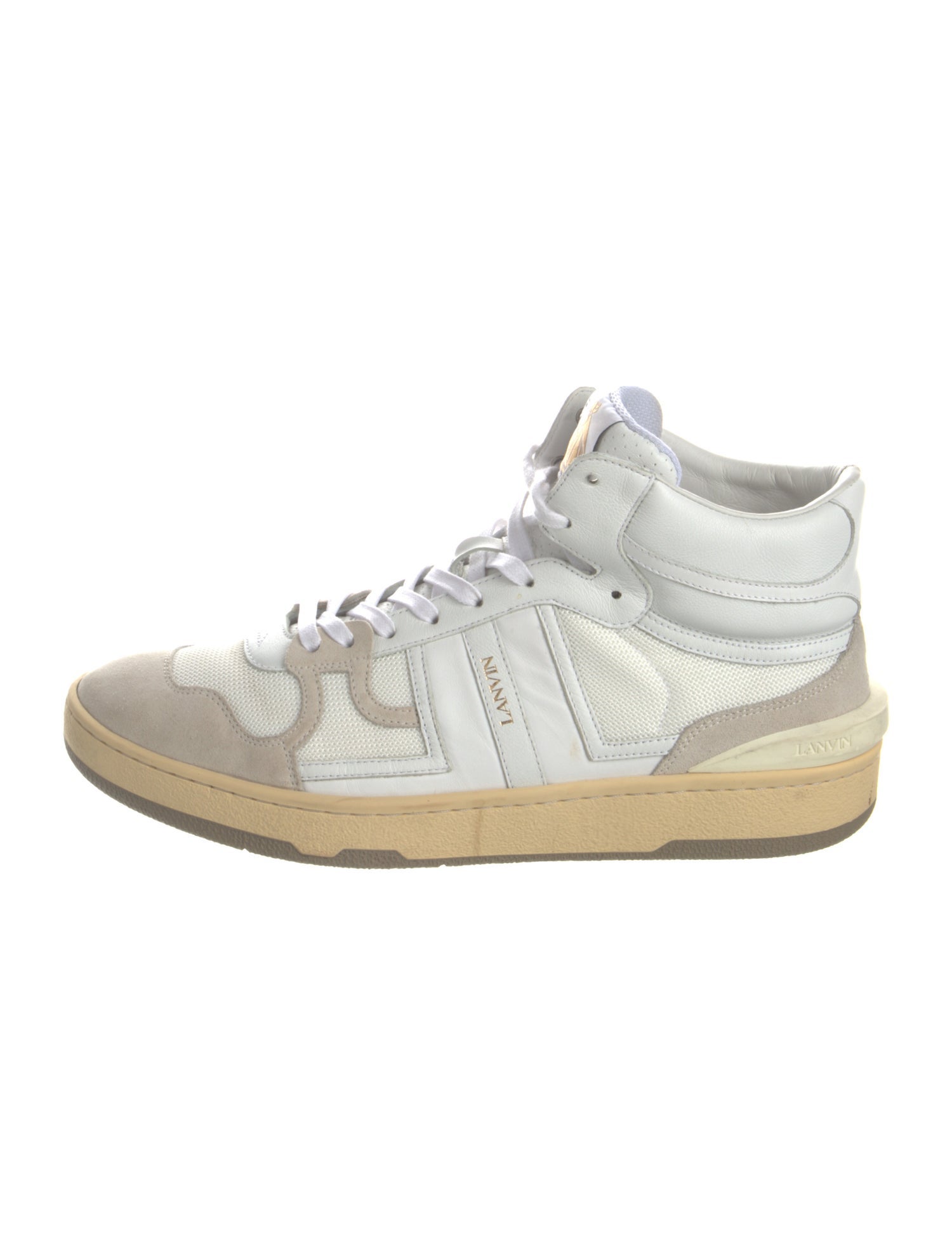 Lanvin Leather Colorblock Pattern Sneakers