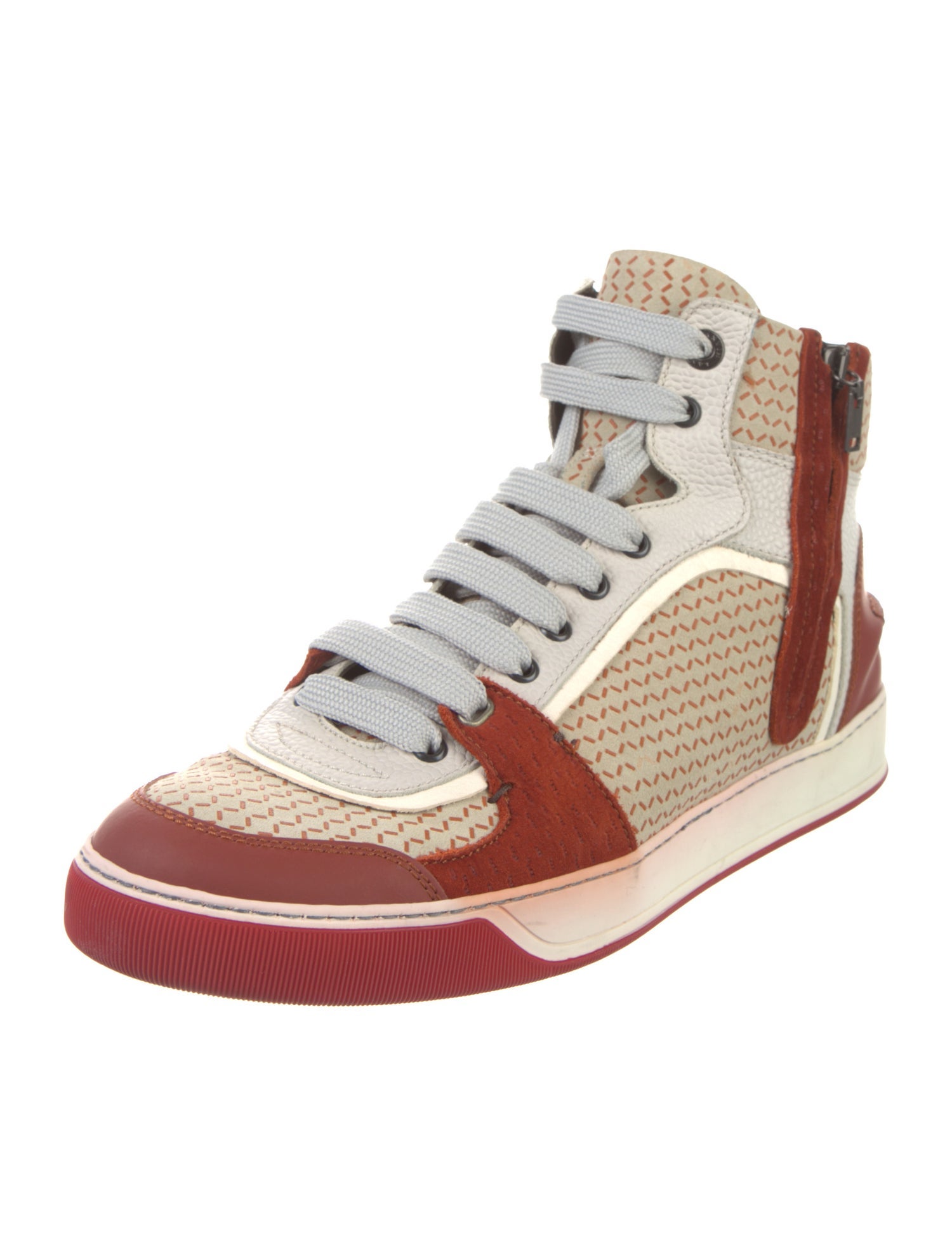 Lanvin Leather Colorblock Pattern Sneakers