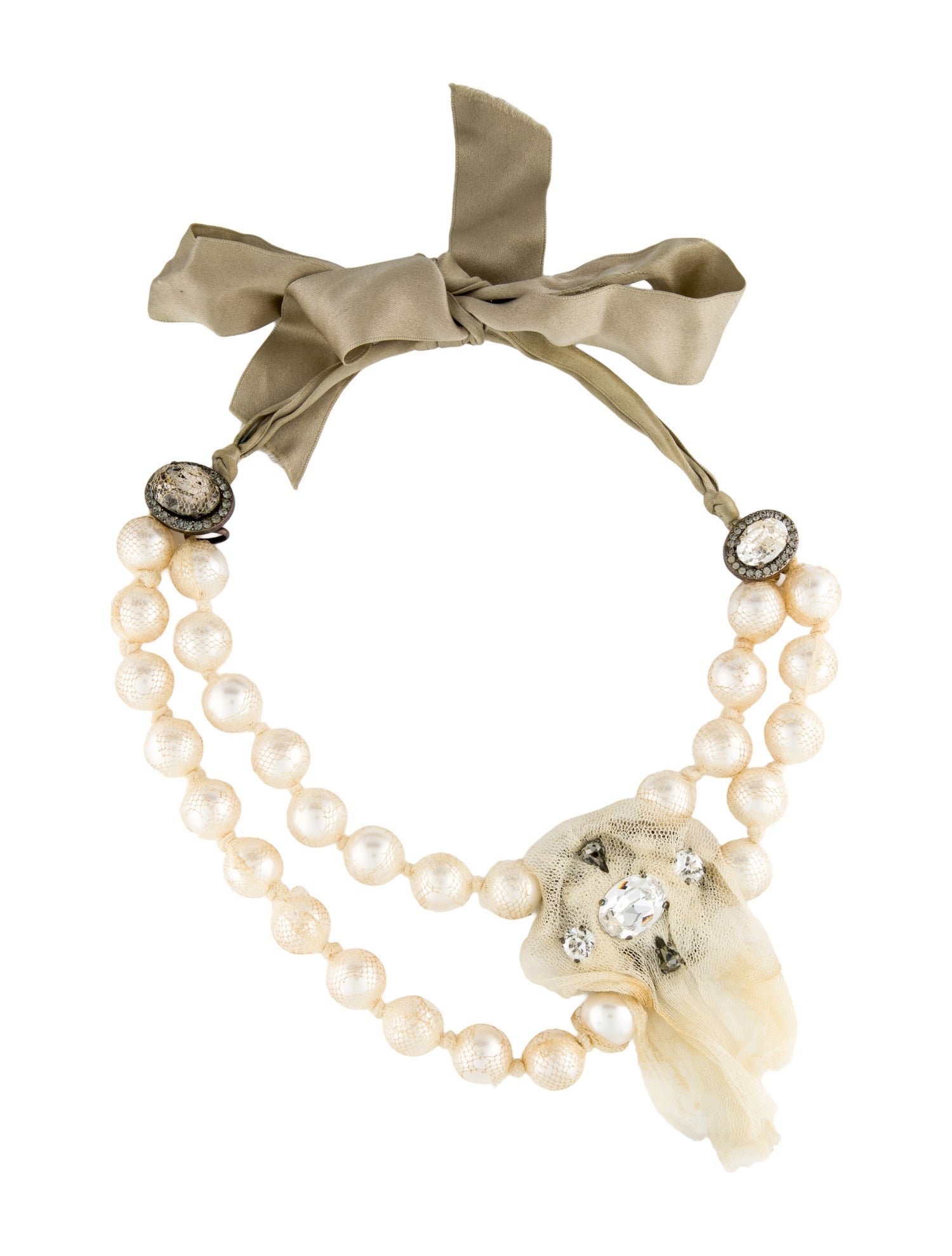Lanvin Faux Pearl & Crystal Collar Necklace