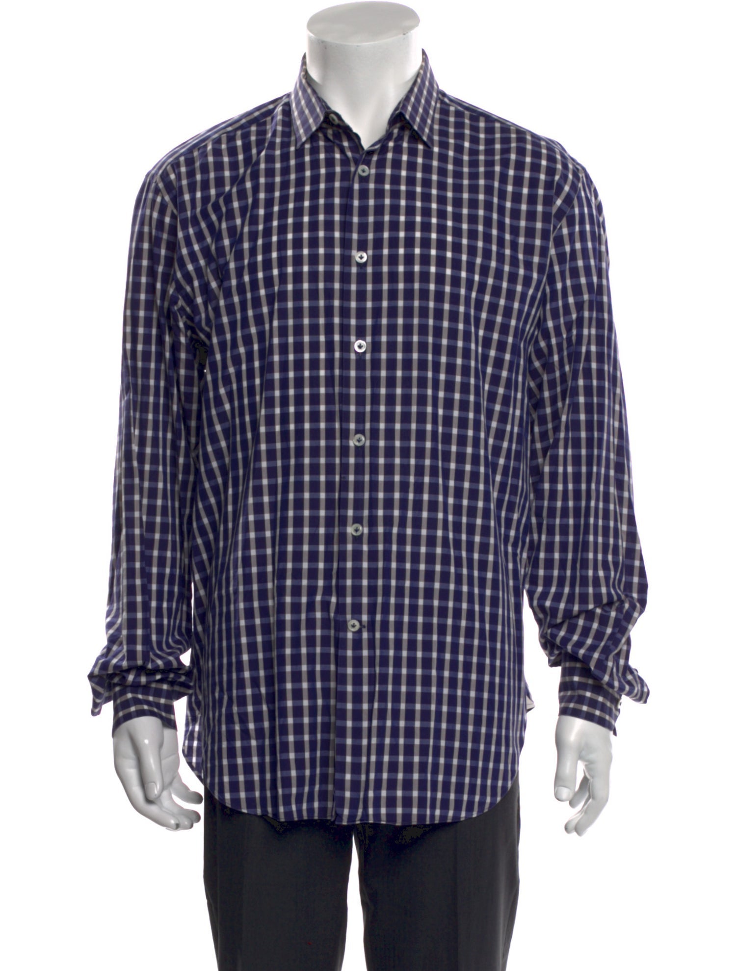Lanvin Plaid Print Long Sleeve Dress Shirt