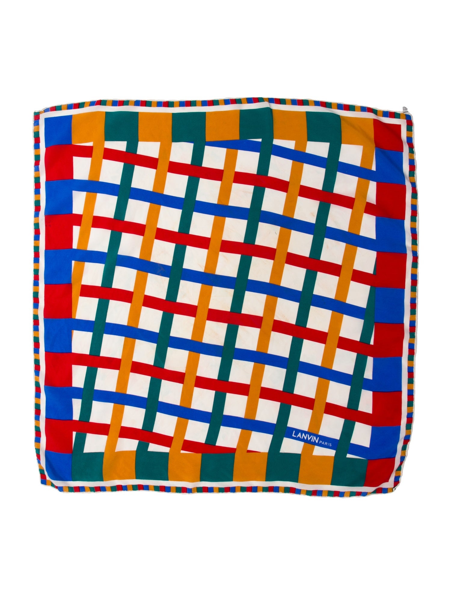 Lanvin Silk Plaid Print Scarf