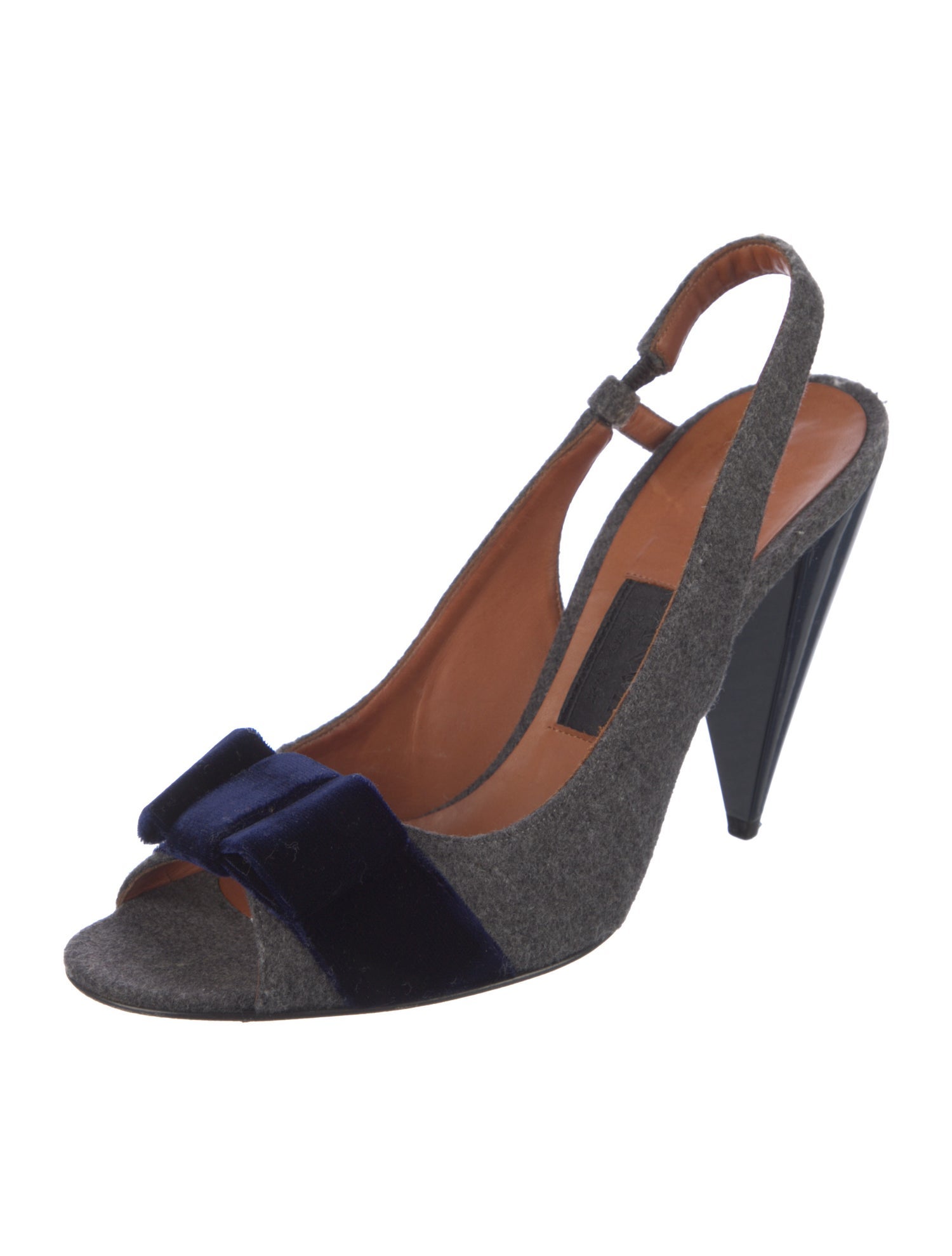 Lanvin Wool Bow Accents Slingback Sandals