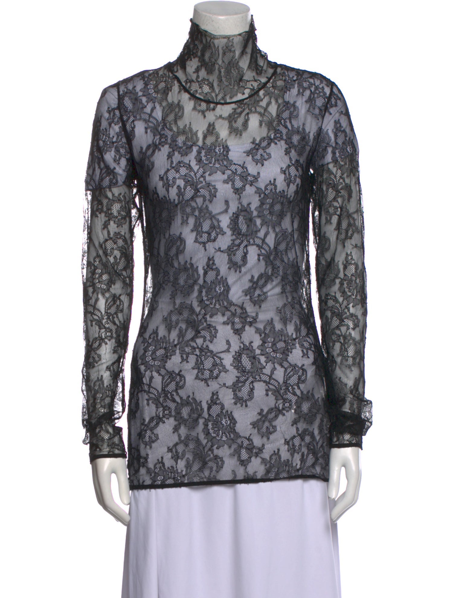 Lanvin Lace Pattern Turtleneck Top