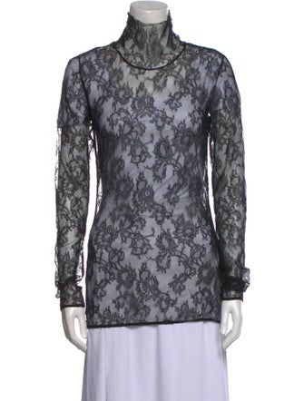 Lanvin Lace Pattern Turtleneck Top