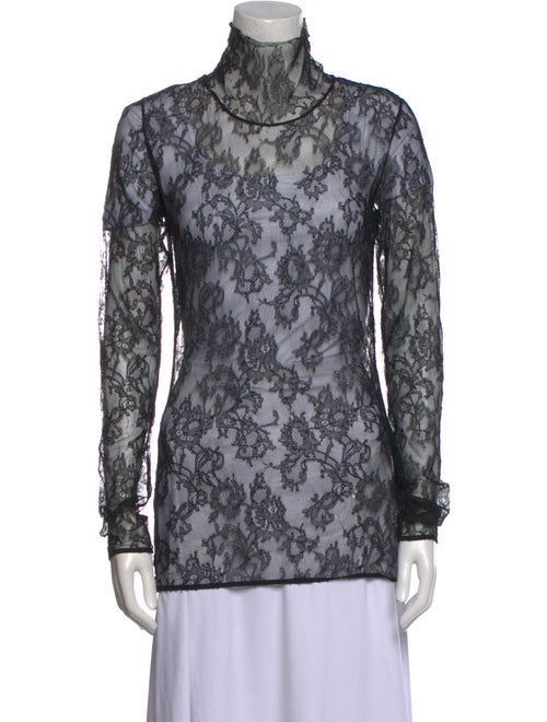 Lanvin Lace Pattern Turtleneck Top
