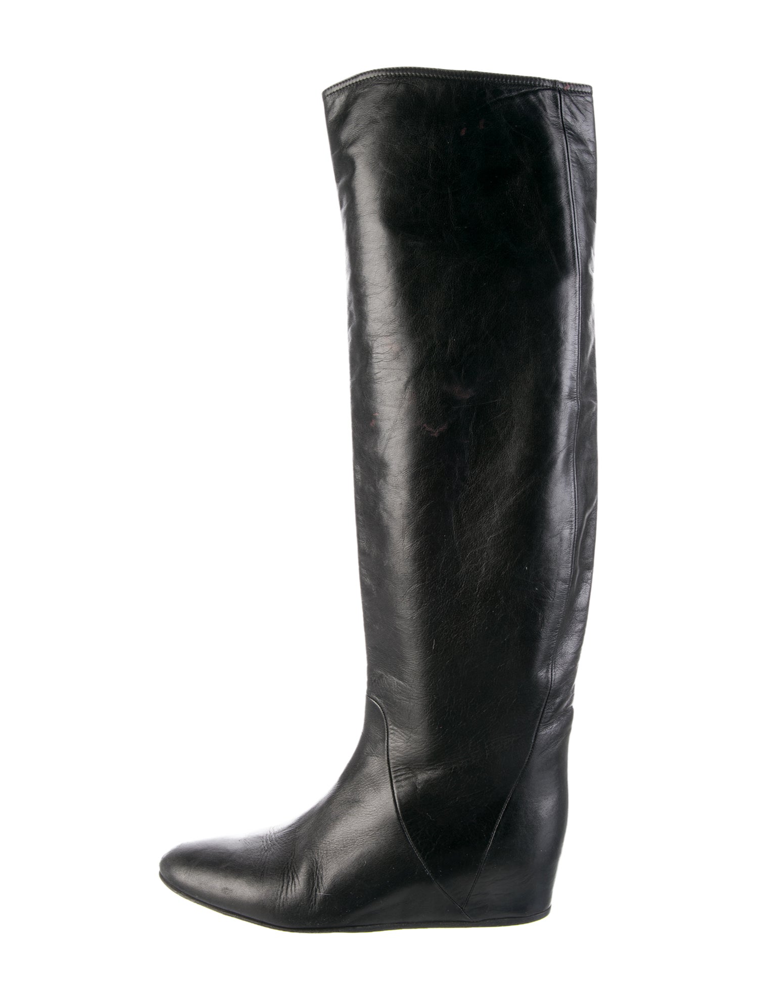 Lanvin Leather Embroidered Accent Riding Boots