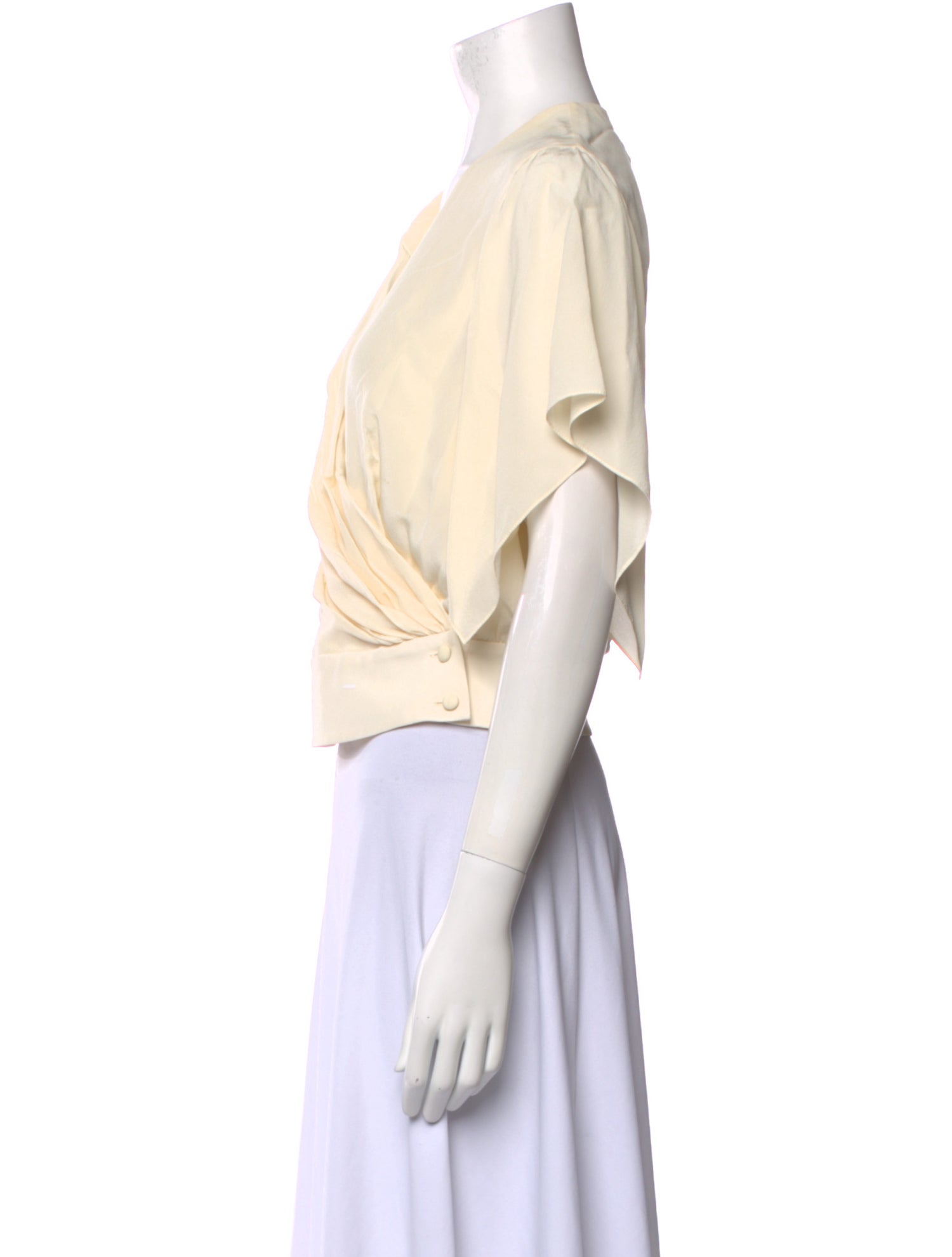 Lanvin Silk Plunge Neckline Crop Top