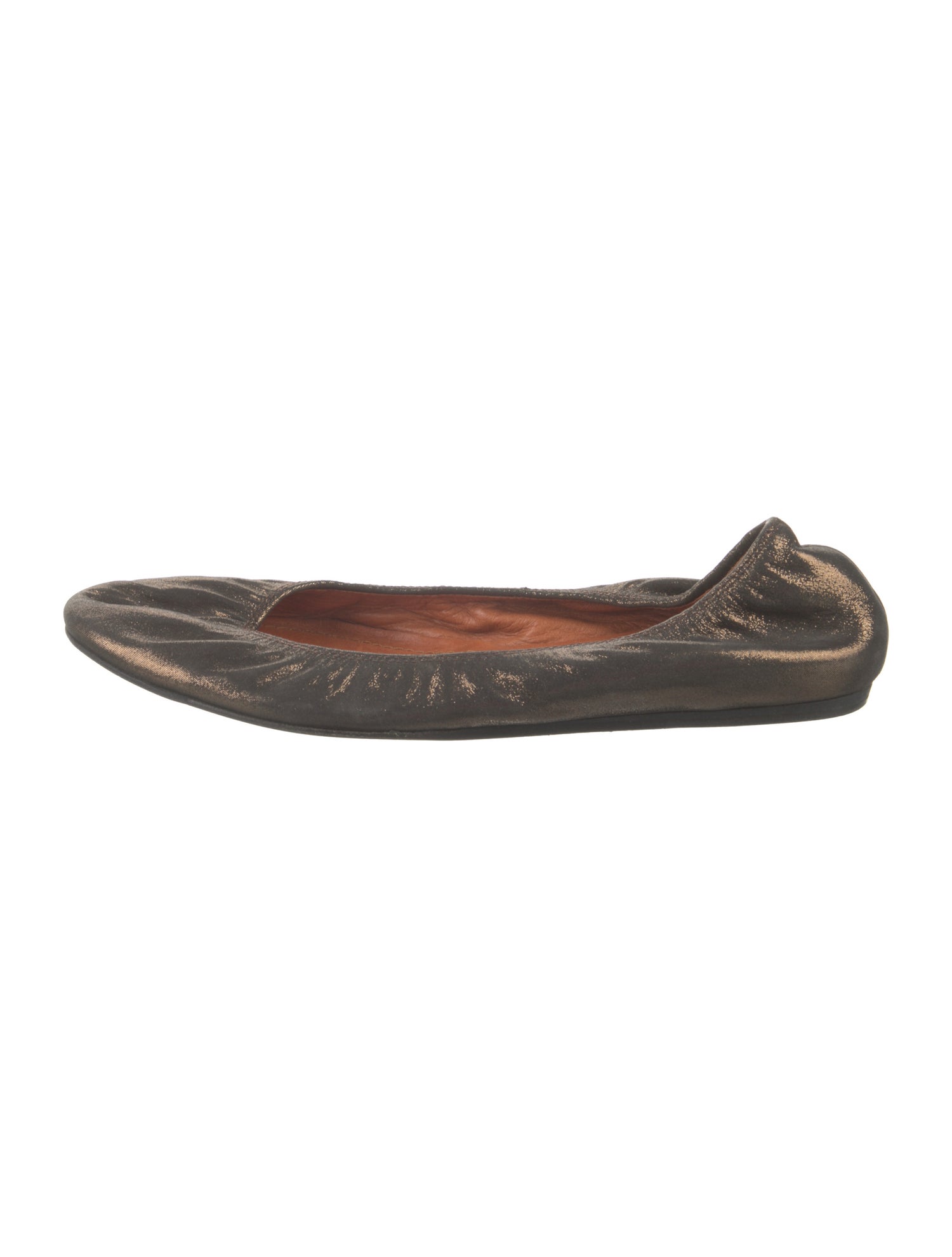 Lanvin Leather Glitter Accents Ballet Flats