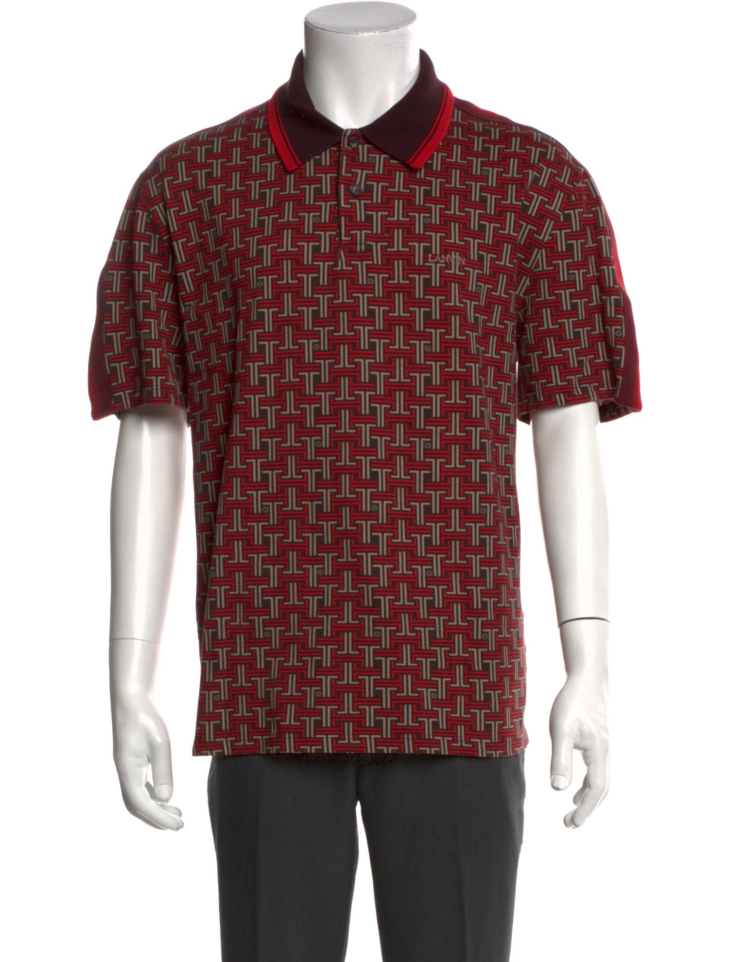 Lanvin Printed Crew Neck Polo Shirt
