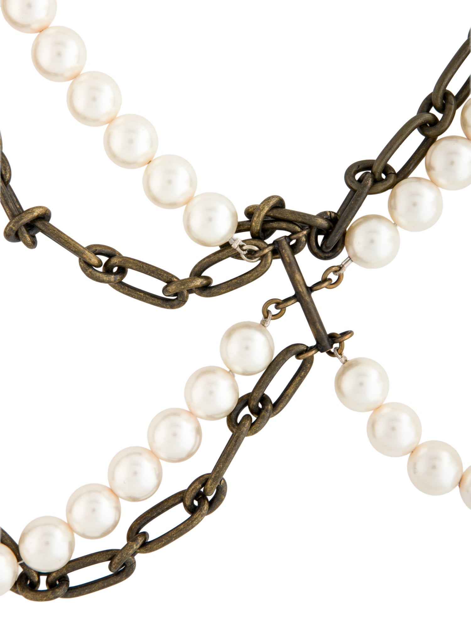 Lanvin Faux Pearl Multistrand Chain Necklace