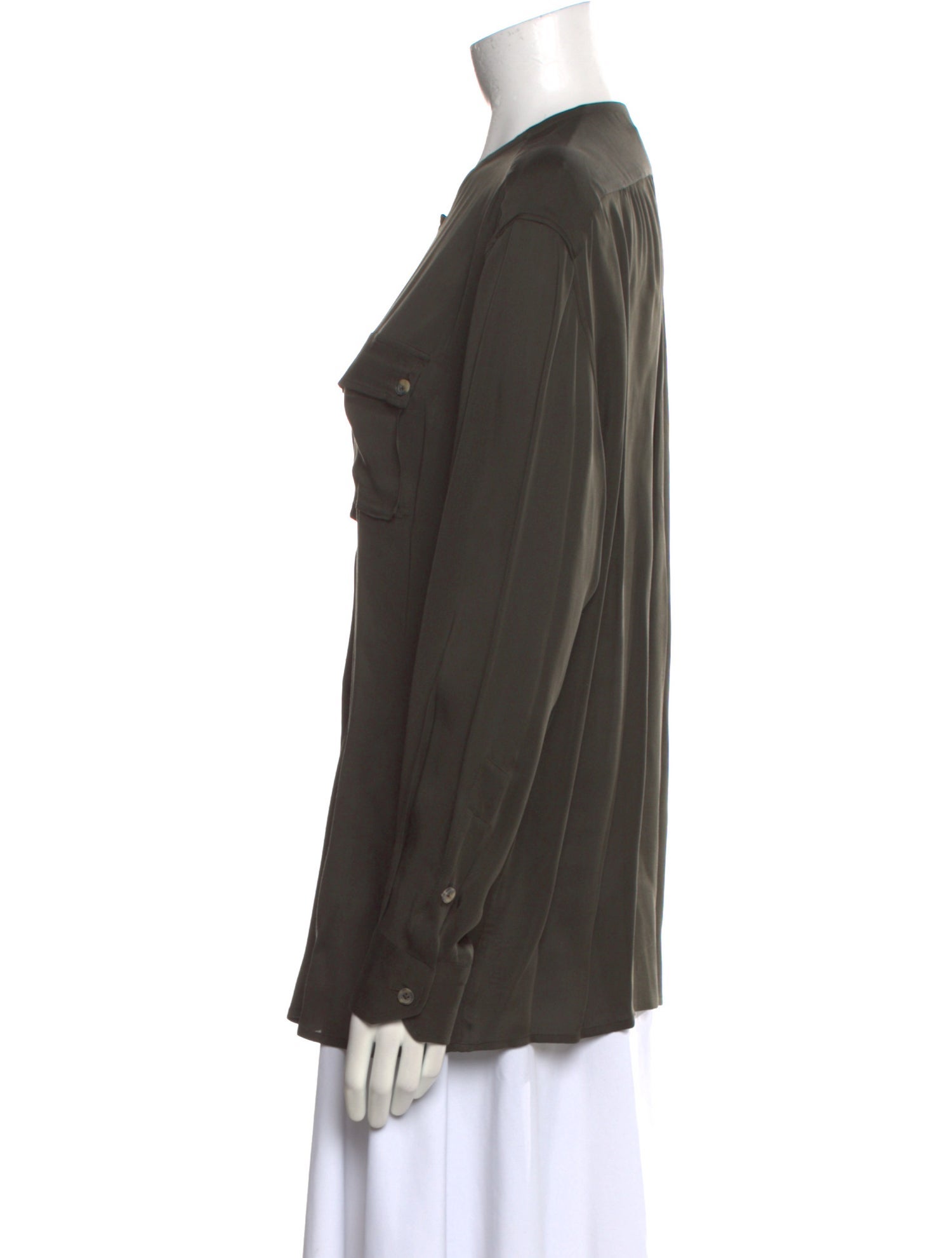 Lanvin Silk Crew Neck Button-Up Top