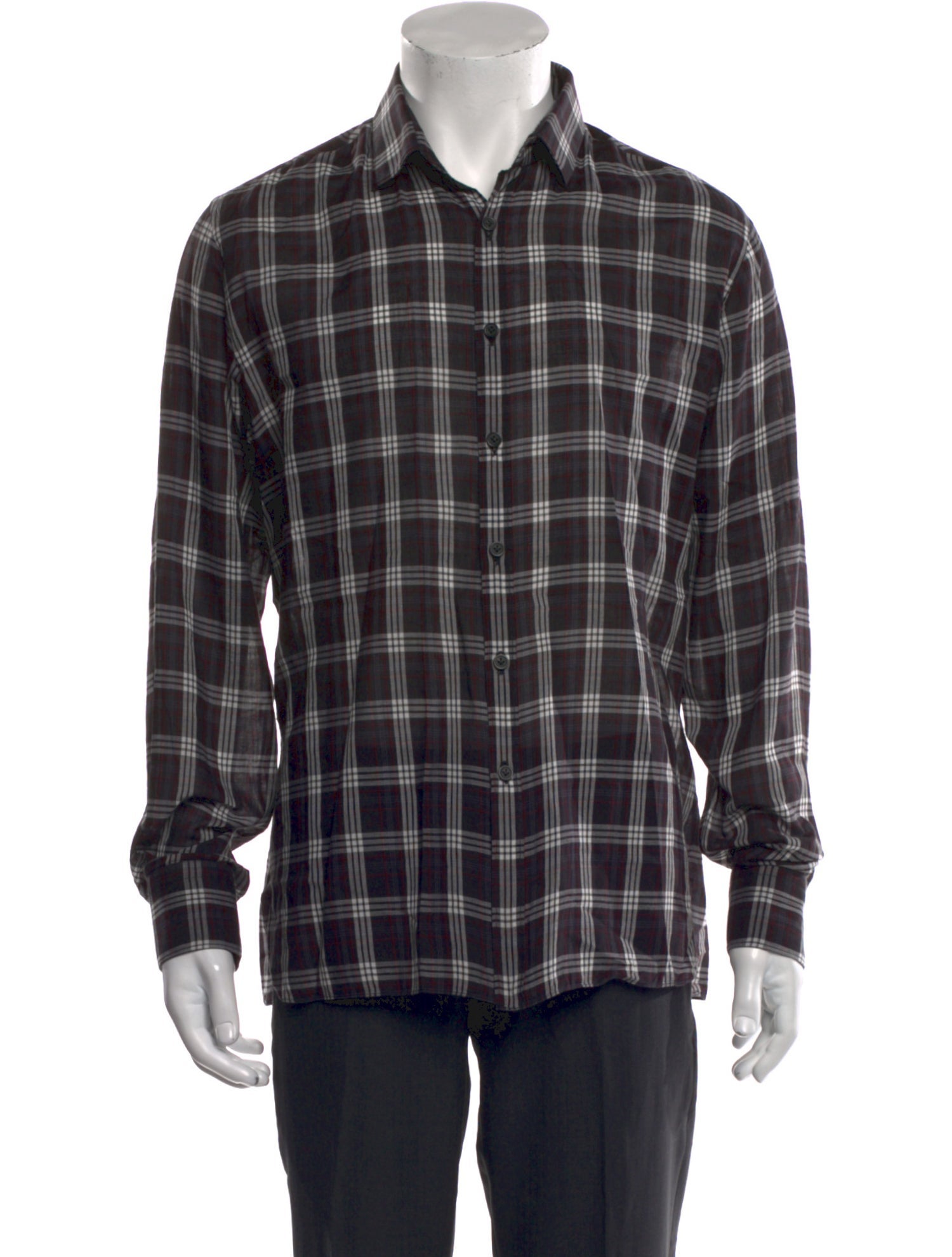 Lanvin Plaid Print Long Sleeve Shirt