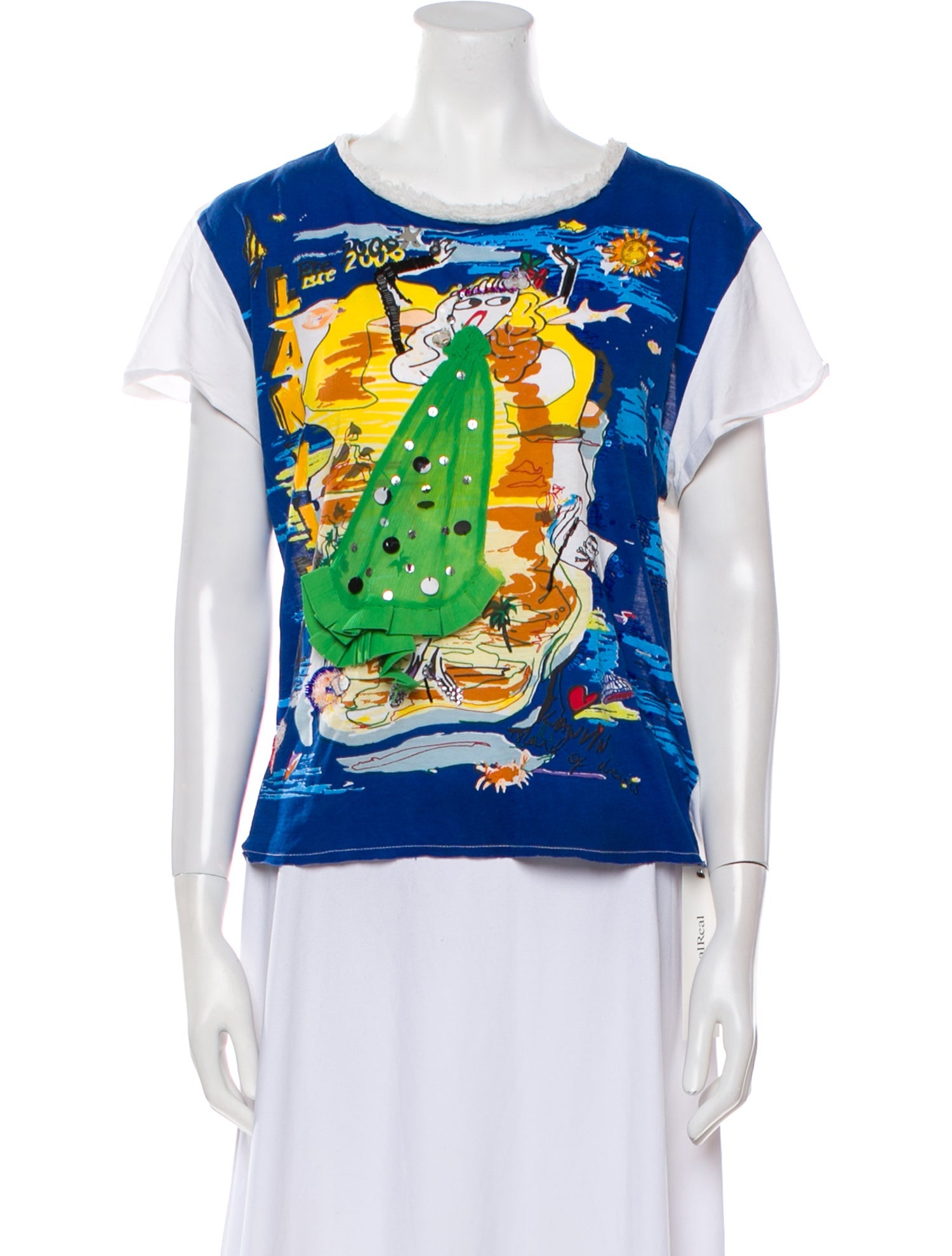 Lanvin Graphic Print Bateau Neckline T-Shirt
