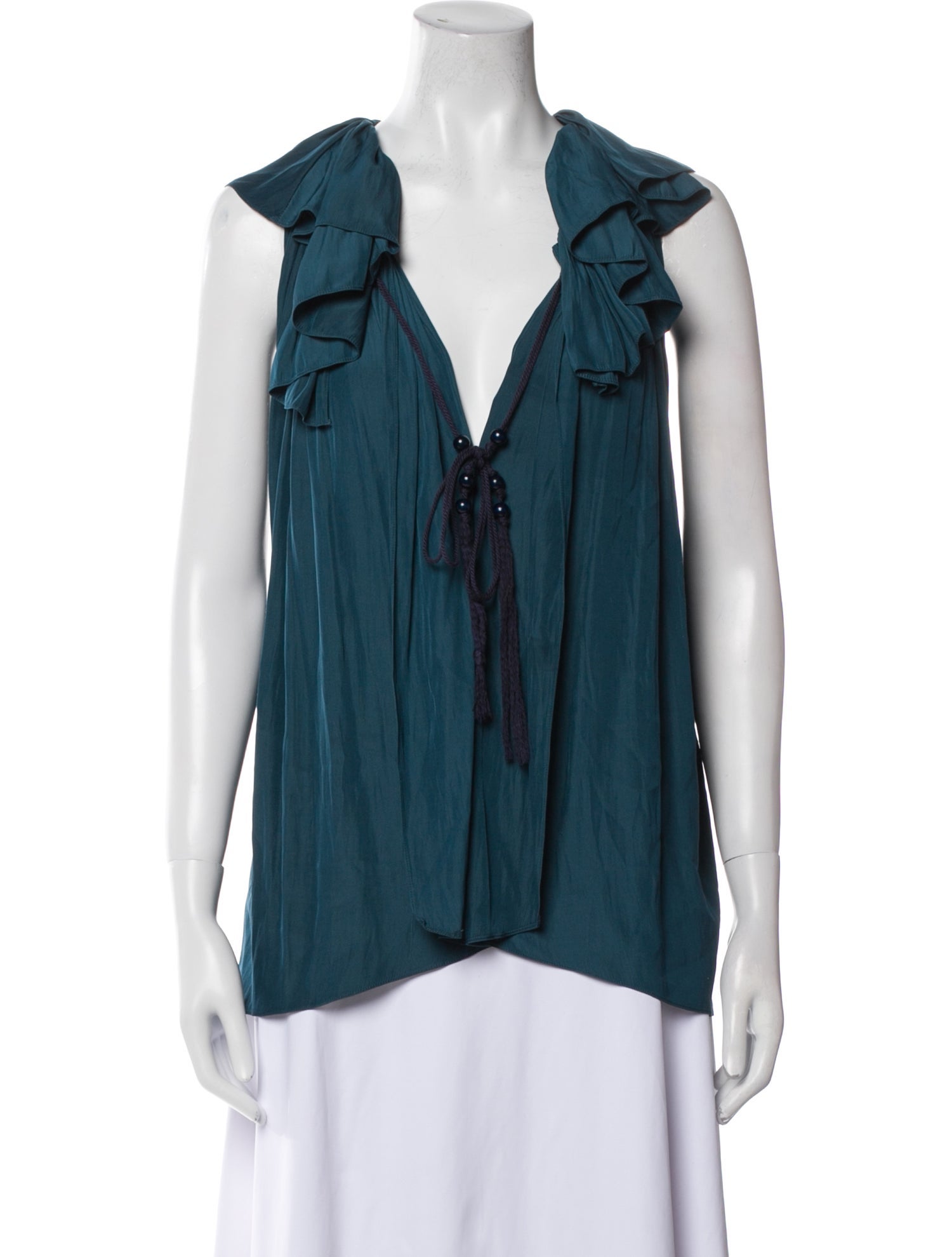 Lanvin V-Neck Sleeveless Blouse