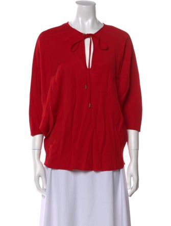 Lanvin Tie Neck Three-Quarter Sleeve Blouse