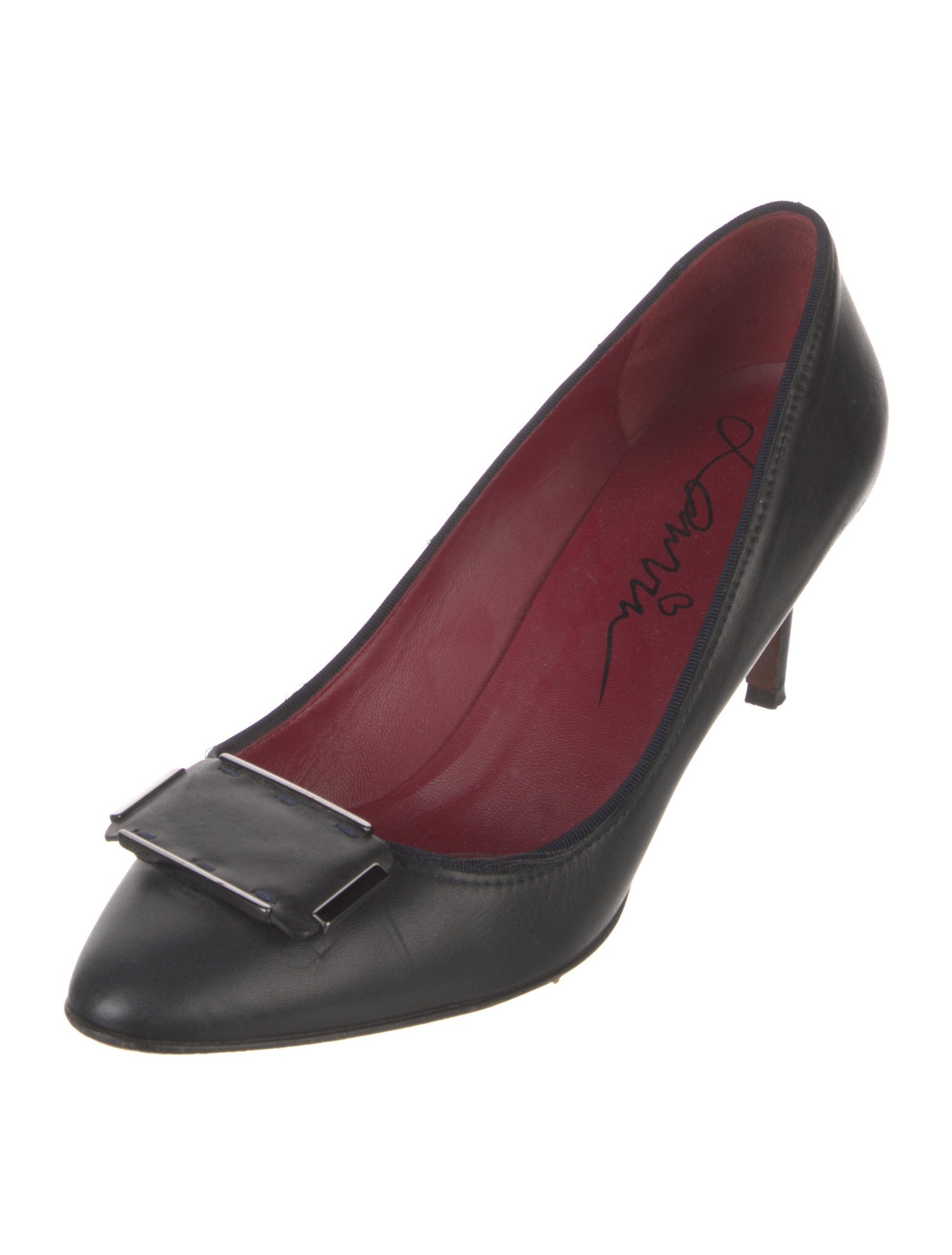 Lanvin Leather Grosgrain Trim Pumps