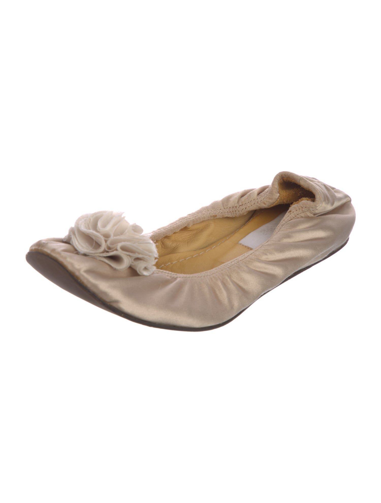 Lanvin Satin Ruffle Embellishment Ballet Flats