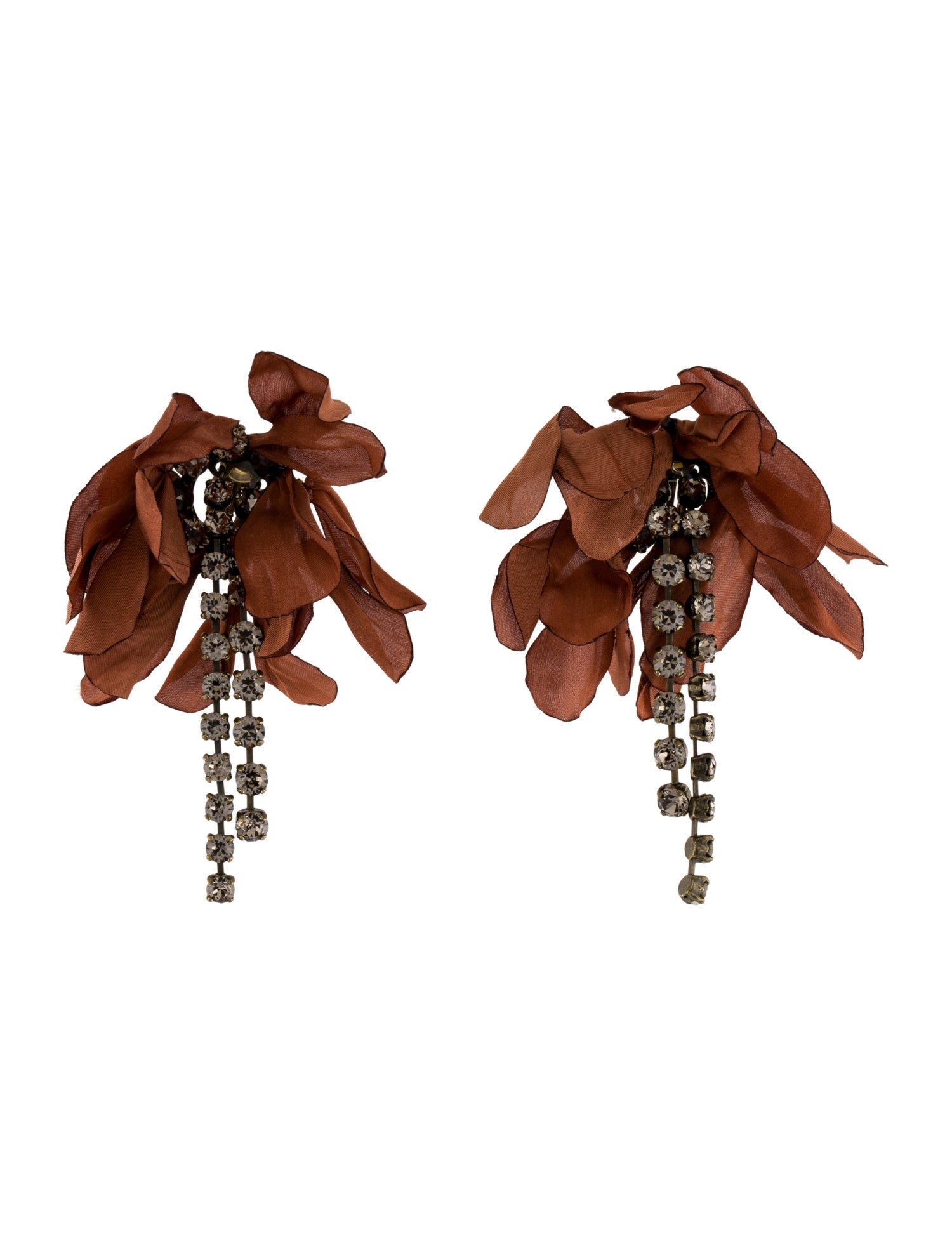 Lanvin Crystal Flower Clip On Earrings