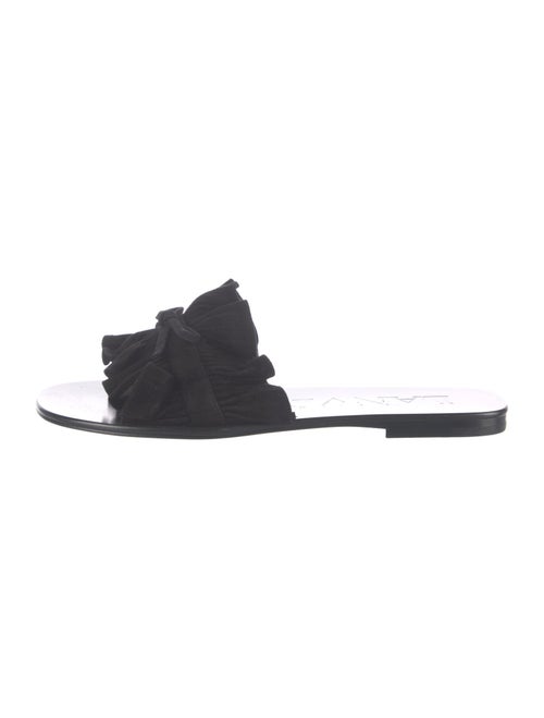 Lanvin Suede Ruffle Embellishment Slides