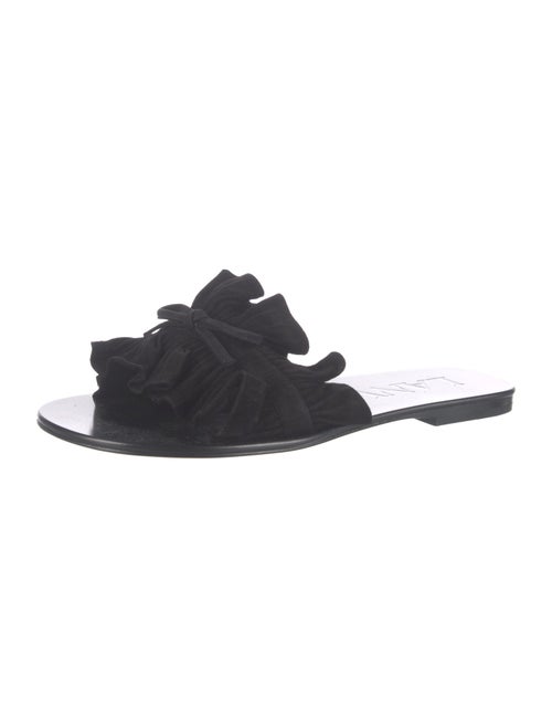 Lanvin Suede Ruffle Embellishment Slides