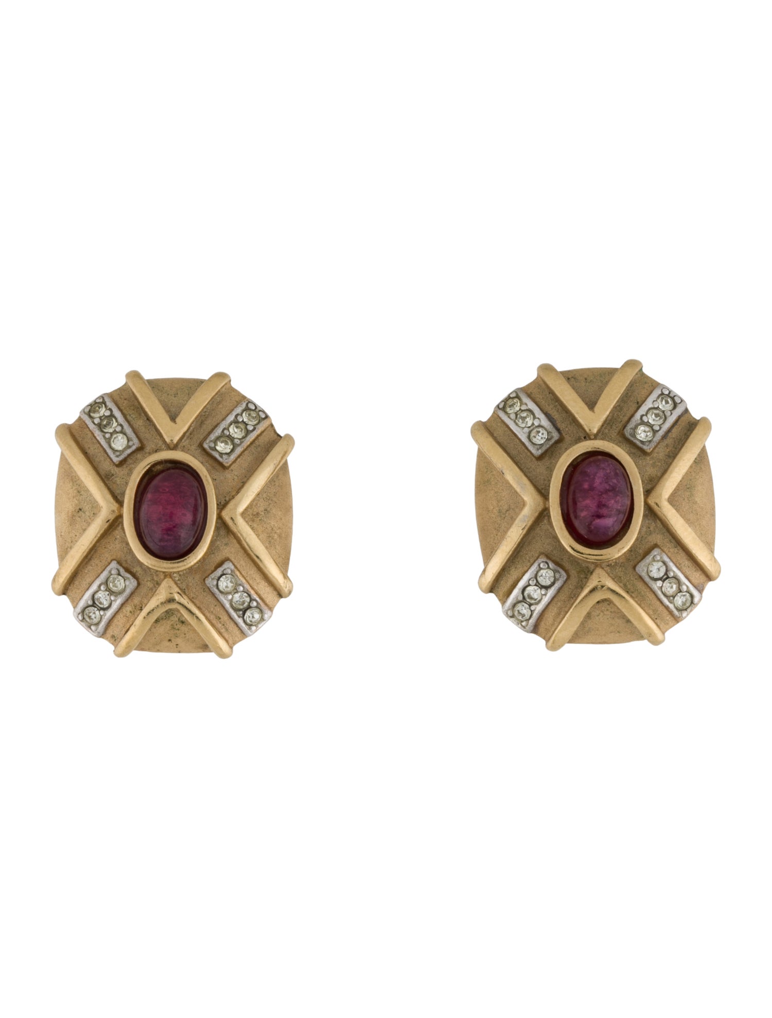 Lanvin Vintage Crystal & Resin Clip-On Earrings