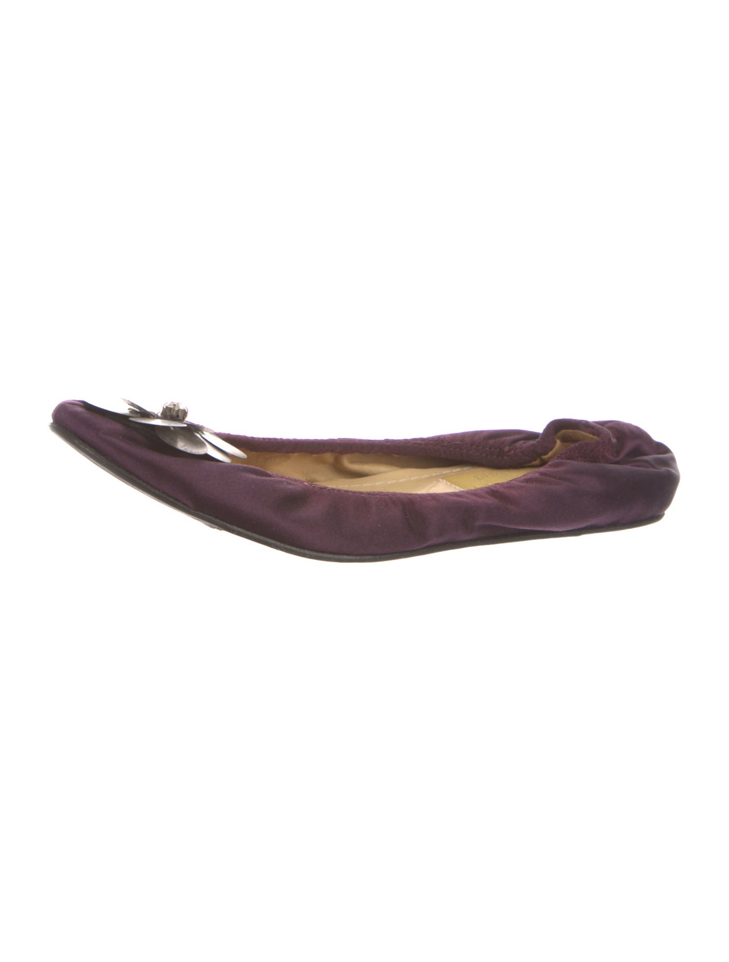 Lanvin Satin Crystal Embellishments Ballet Flats