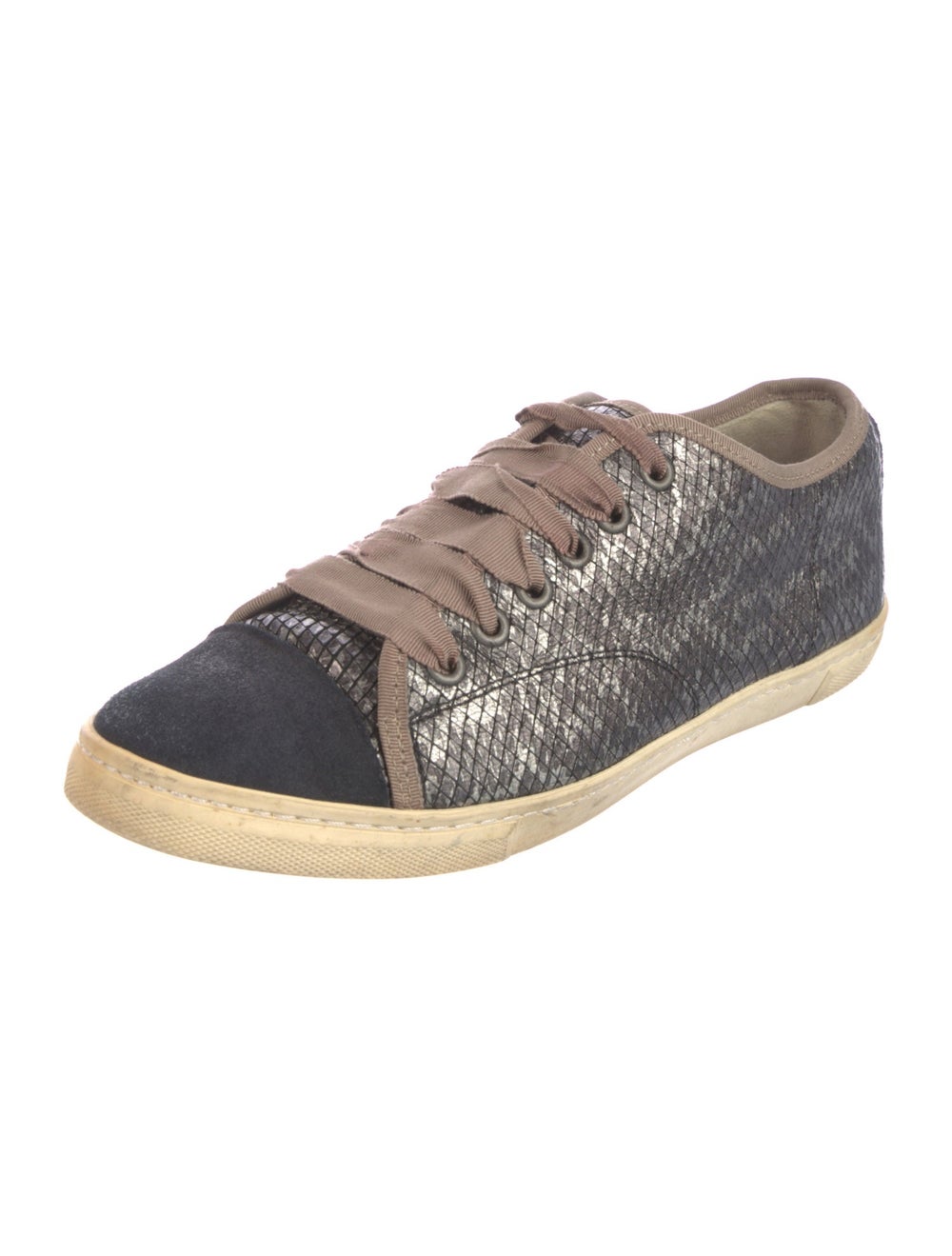 Lanvin Python Low Top Sneakers Grey Rubber & Sued… - image 2