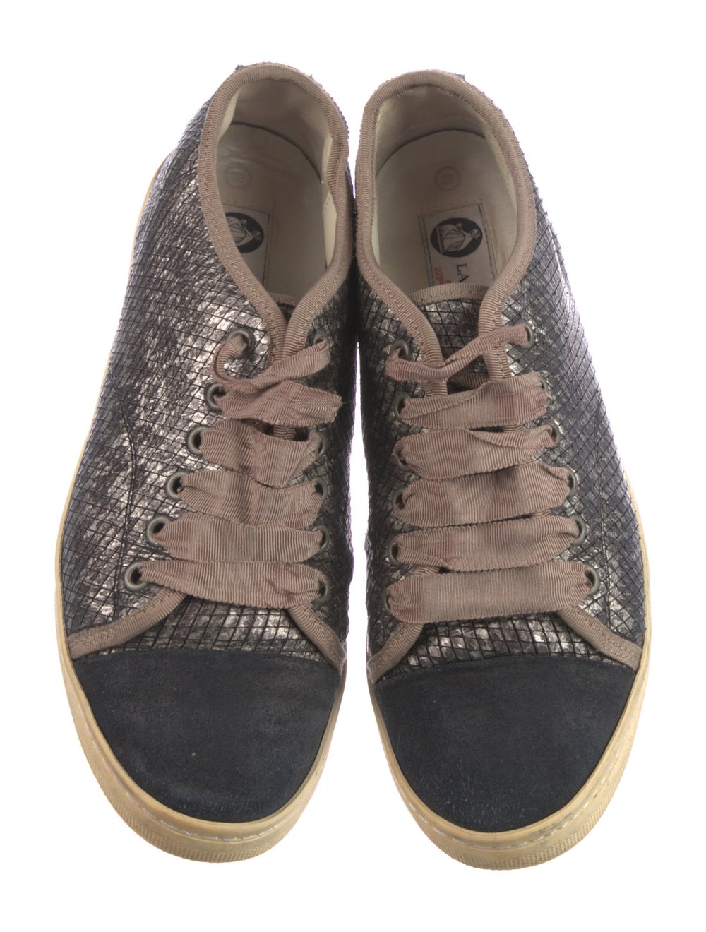 Lanvin Python Low Top Sneakers Grey Rubber & Sued… - image 3