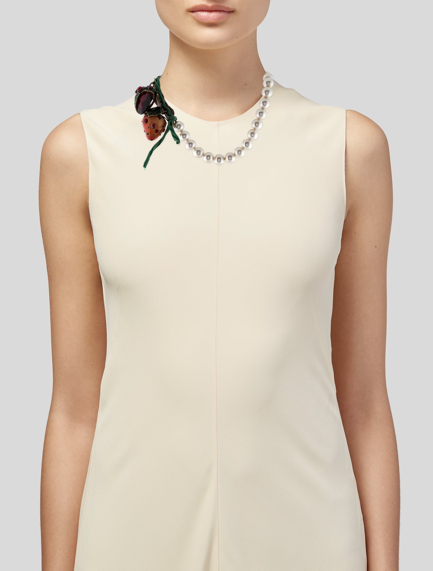 Lanvin Faux Pearl, Crystal & Enamel Strawberry Collar Necklace