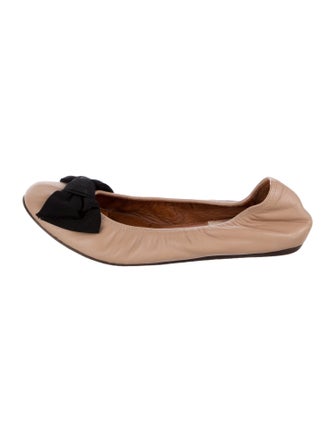 Lanvin Faux Pearl Accents Leather Ballet Flats