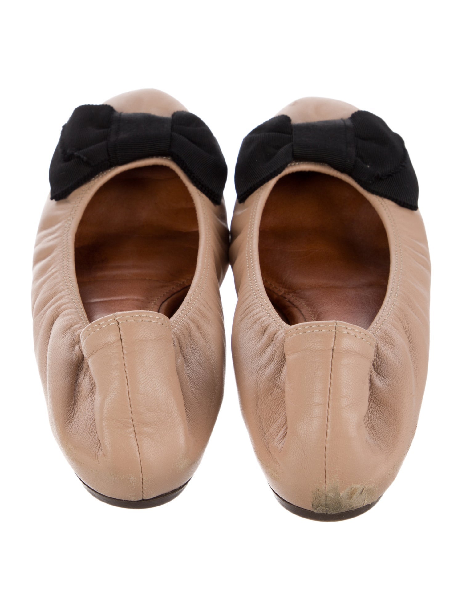 Lanvin Faux Pearl Accents Leather Ballet Flats