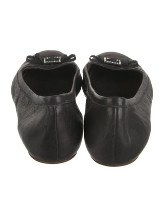 Lanvin Leather Bow Accents Ballet Flats