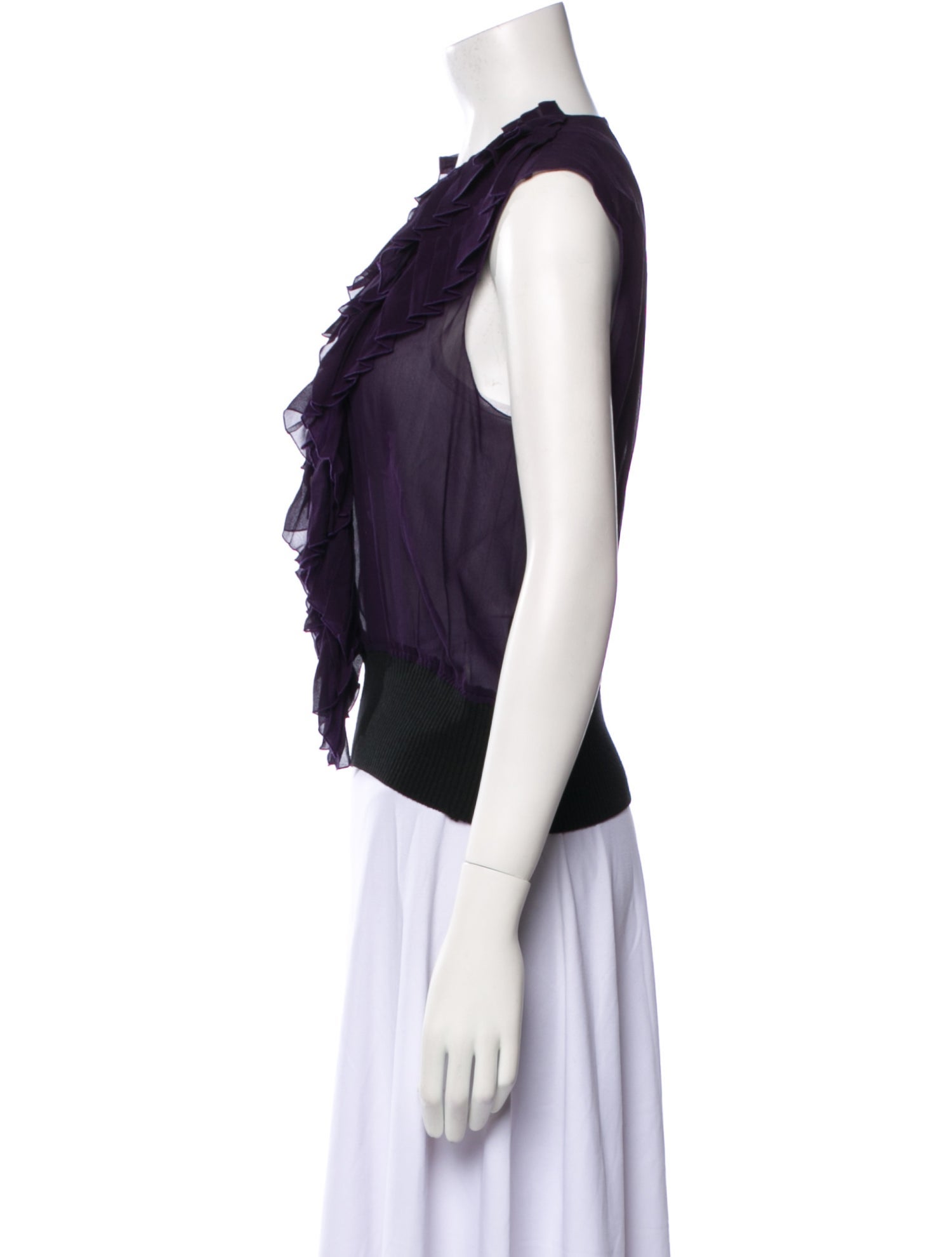 Lanvin Silk V-Neck Crop Top