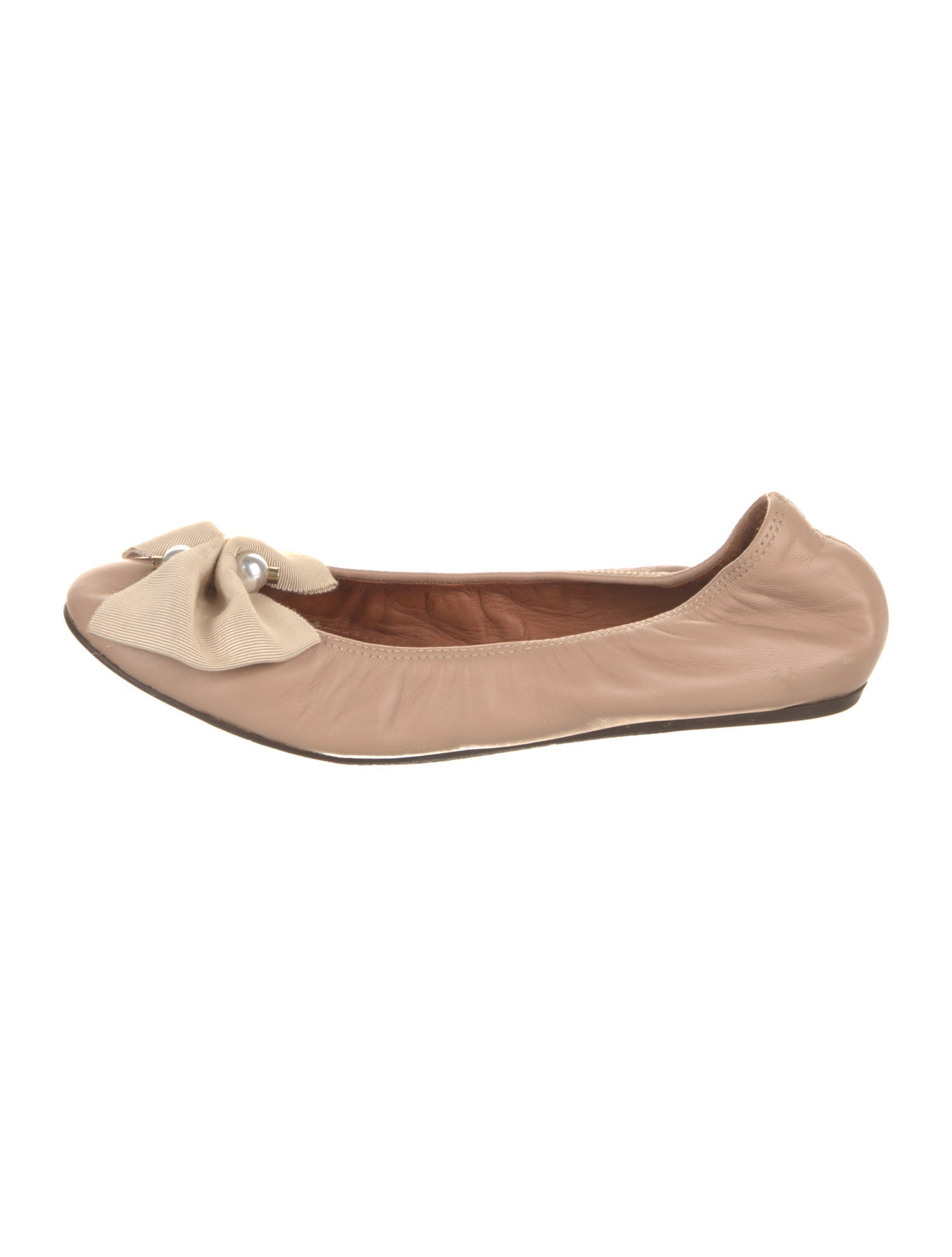 Lanvin Faux Pearl Accents Leather Ballet Flats