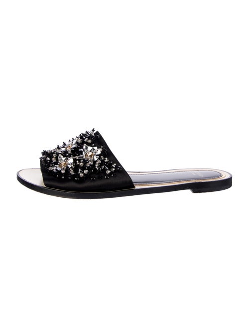 Lanvin Satin Crystal Embellishments Slides