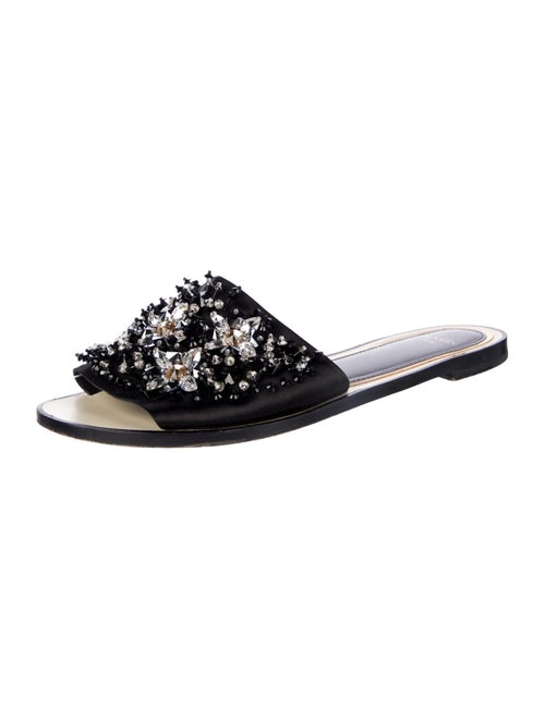 Lanvin Satin Crystal Embellishments Slides
