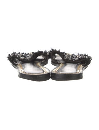 Lanvin Satin Crystal Embellishments Slides