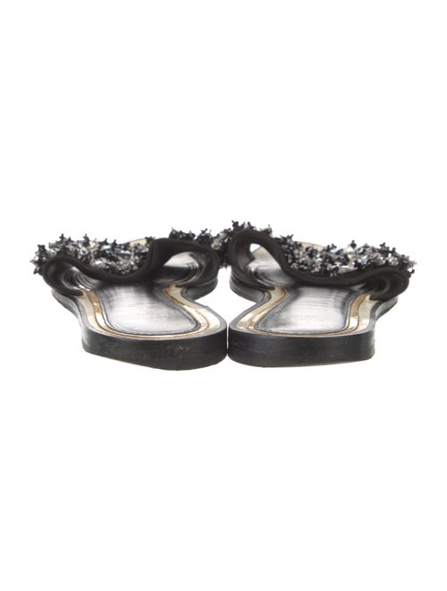 Lanvin Satin Crystal Embellishments Slides