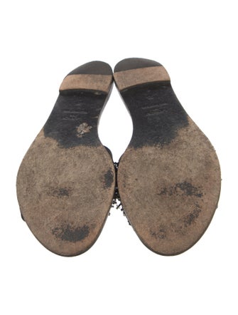 Lanvin Satin Crystal Embellishments Slides