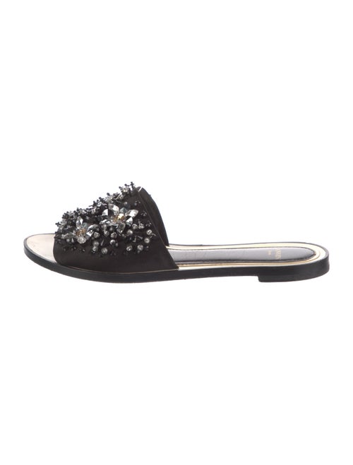 Lanvin Satin Crystal Embellishments Slides