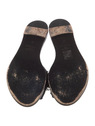 Lanvin Satin Crystal Embellishments Slides