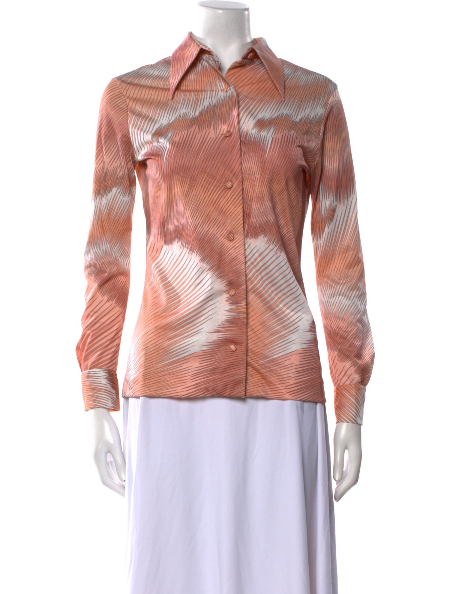 Lanvin Printed Long Sleeve Button-Up Top