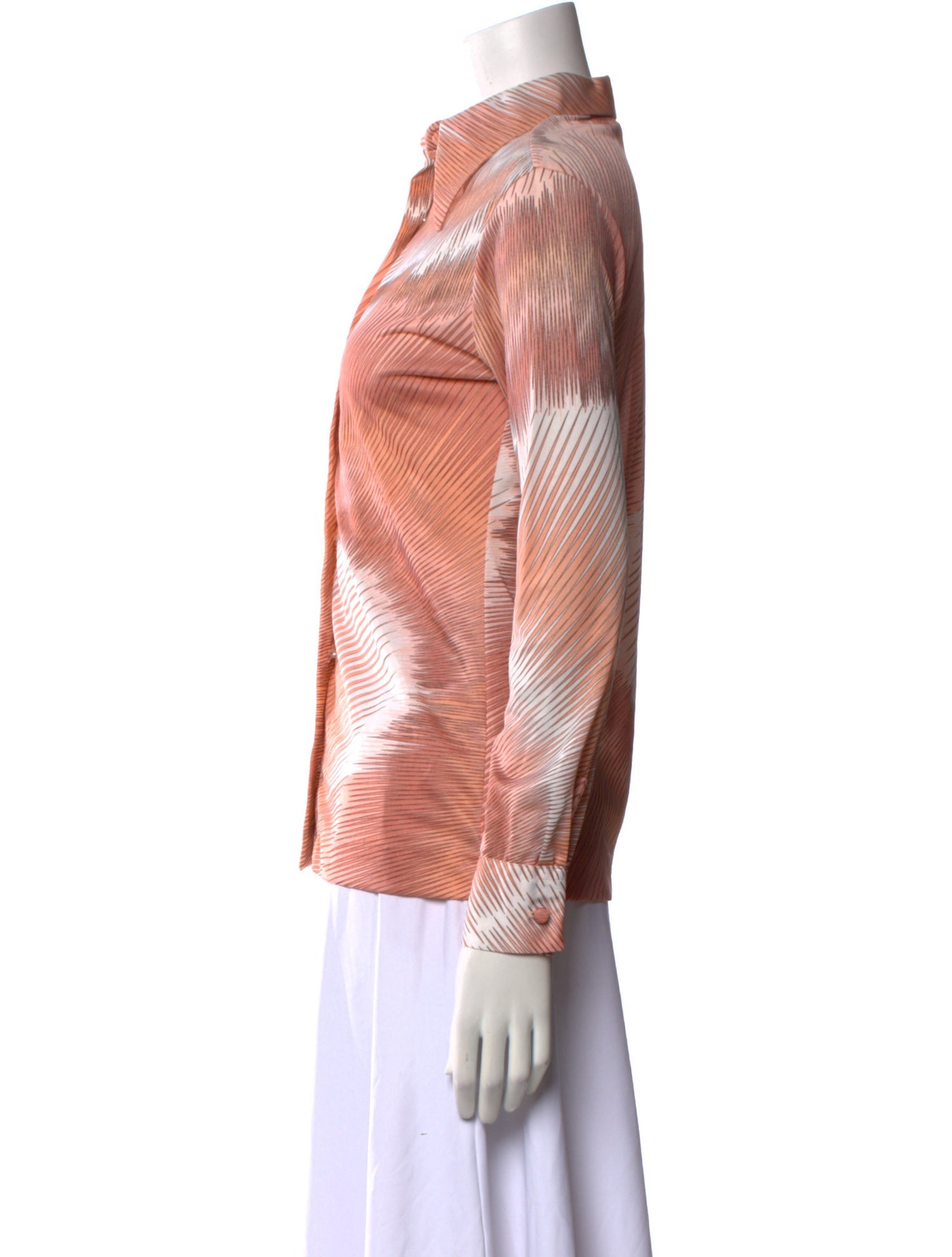 Lanvin Printed Long Sleeve Button-Up Top