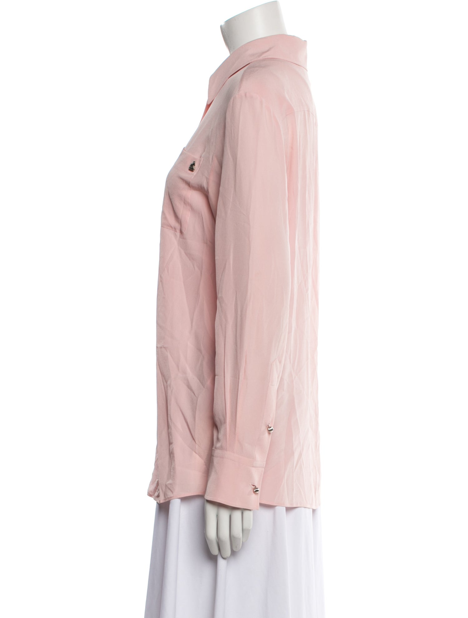 Lanvin Silk Long Sleeve Button-Up Top